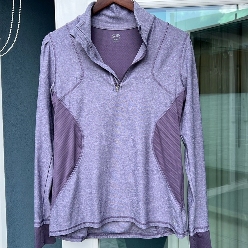 Champion Heather purple long sleeve quarter zip workout top women's size medium 